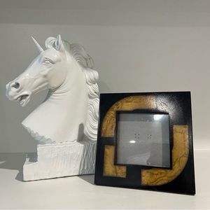 Square Picture Frame Italian Golden Yellow Black Bakelite Like Plastic rare